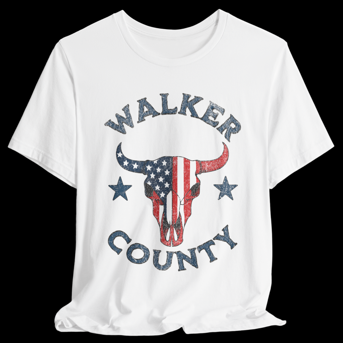 Walker County USA Bull Skull Distressed